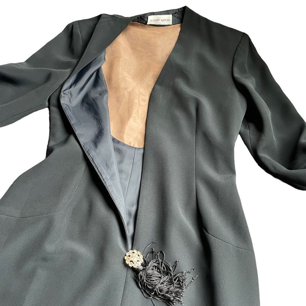 Vintage Albert Nipon black long sleeve dress size 8 MADE IN USA - Picture 7 of 11